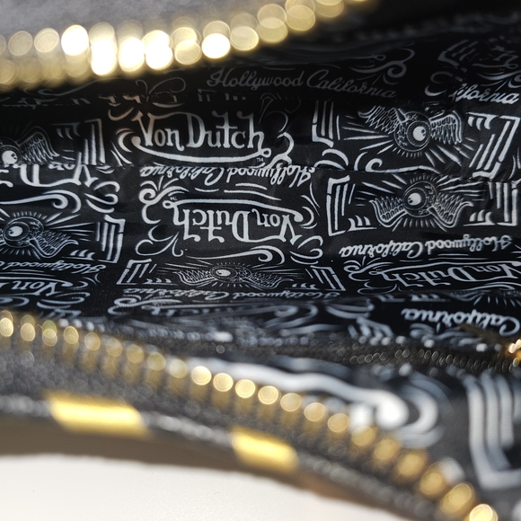 Limited Von Dutch Black and Gold Shoulder Bag  NWTs - Picture 3 of 6